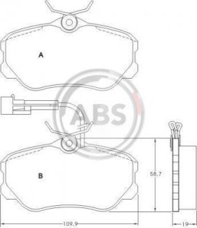 Комплект тормозных колодок, дисковый тормоз A.B.S. 36655 (фото 1)