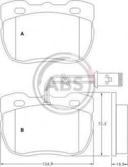 Комплект тормозных колодок, дисковый тормоз A.B.S. 36696/1