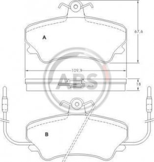 Комплект тормозных колодок, дисковый тормоз A.B.S. 36768 (фото 1)