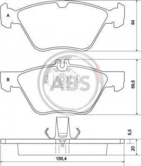 Комплект тормозных колодок, дисковый тормоз A.B.S. 36943