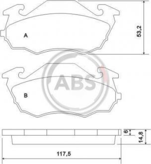 Гальмівні колодки, дискове гальмо (набір) A.B.S. 36971