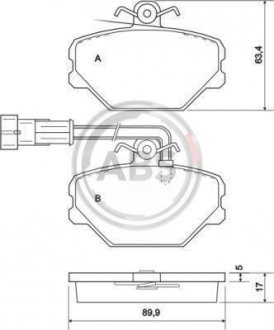 Тормозные колодки, дисковый тормоз (набор) A.B.S. 37001 (фото 1)