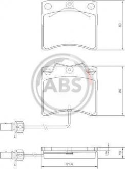 Комплект тормозных колодок, дисковый тормоз A.B.S. 37144