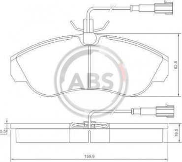 Комплект гальмівних колодок, дискове гальмо A.B.S. 37171