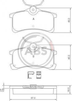 Тормозные колодки задние. Avensis/Corolla 97-03 1.4-2.0 A.B.S. 37270 (фото 1)