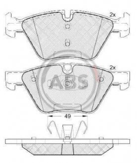 Комплект тормозных колодок, дисковый тормоз A.B.S. 37551 (фото 1)