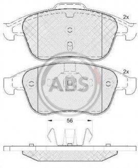Комплект тормозных колодок, дисковый тормоз A.B.S. 37744 (фото 1)