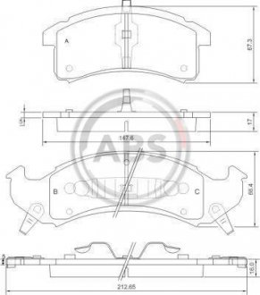 Тормозные колодки, дисковый тормоз (набор) A.B.S. 38505 (фото 1)