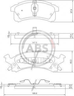 Тормозные колодки, дисковый тормоз (набор) A.B.S. 38506