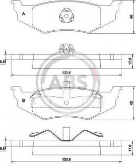 Гальмівні колодки, дискове гальмо (набір) A.B.S. 38782