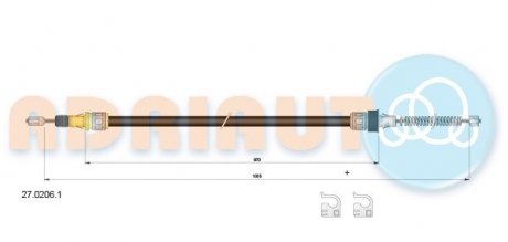 SMART Трос ручного тормоза 1035/870+1035/870 мм ROADSTER 03- ADRIAUTO 27.0206.1