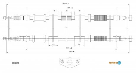 Фото 1 - трос ручного гальма ADRIAUTO 33.0250.1 Трос ручного гальма ADRIAUTO 33.0250.1 (фото 1)