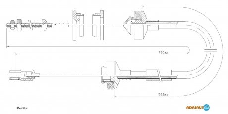 Трос сцепл PE 309 1,1-1,3 88- ADRIAUTO 350119