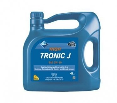 Моторное масло High Tronic J 5W-30 синтетическое 4 л ARAL 20194 (фото 1)
