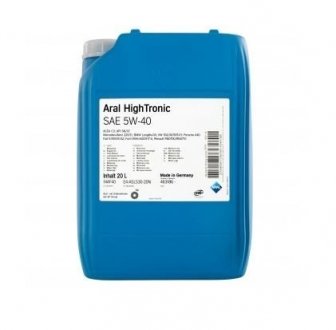 Моторна олія HighTronic 5W-40 синтетична 20 л ARAL 20633 (фото 1)