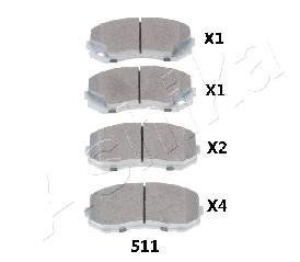 Комплект тормозных колодок, дисковый тормоз ASHIKA 50-05-511 (фото 1)