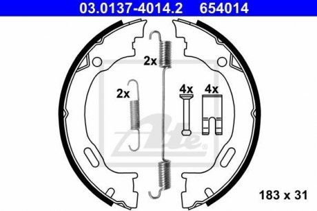 Комплект тормозных колодок, стояночная тормозная система ATE 03013740142