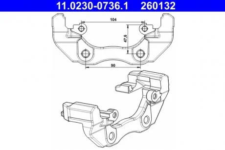 Скоба, супорт гальма передн FORD C-MAX, FOCUS C-MAX, FOCUS II, FOCUS II/KOMBI 1.4-1.8ALK 10.03- ATE 11.0230-0736.1