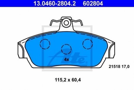 Комплект тормозных колодок, дисковый тормоз ATE 13046028042 (фото 1)