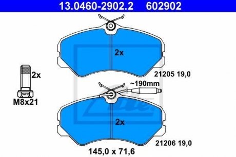 Тормозные колодки, дисковый тормоз (набор) ATE 13046029022 (фото 1)