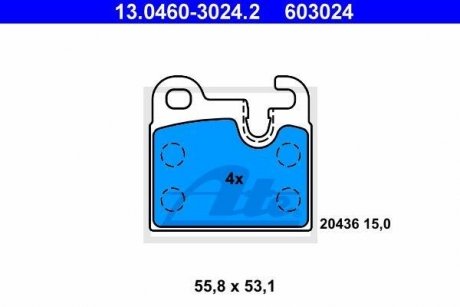 Комплект тормозных колодок, дисковый тормоз ATE 13.0460-3024.2