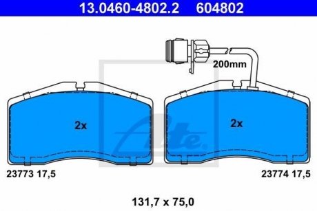 Комплект тормозных колодок, дисковый тормоз ATE 13.0460-4802.2 (фото 1)
