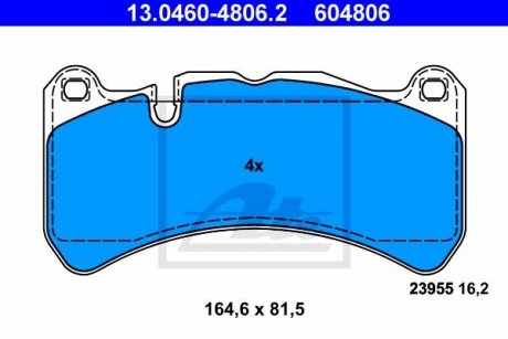 Комплект тормозных колодок, дисковый тормоз ATE 13.0460-4806.2