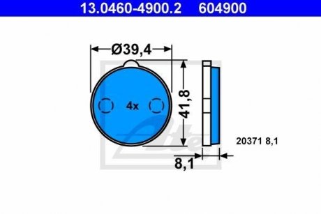 Комплект тормозных колодок, дисковый тормоз ATE 13046049002 (фото 1)