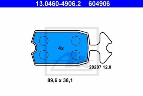 Тормозные колодки, дисковый тормоз (набор) ATE 13046049062 (фото 1)