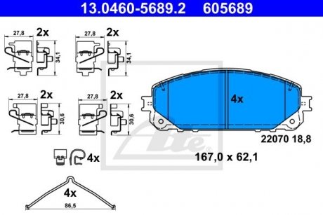 Klocek hamulcowy kpl. prz?d jeep cherokee 2.0-3.2 11.13- ATE 13046056892