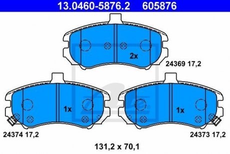 Комплект тормозных колодок, дисковый тормоз ATE 13.0460-5876.2