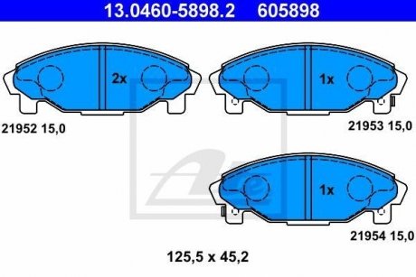 Гальмівні колодки, дискове гальмо (набір) ATE 13046058982