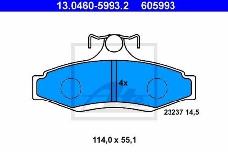 Гальмівні колодки, дискове гальмо (набір) ATE 13.0460-5993.2