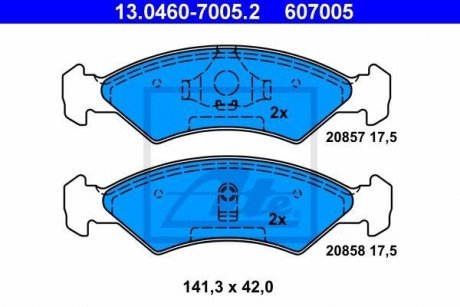 Комплект тормозных колодок, дисковый тормоз ATE 13.0460-7005.2 (фото 1)