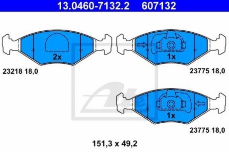 Комплект тормозных колодок, дисковый тормоз ATE 13.0460-7132.2