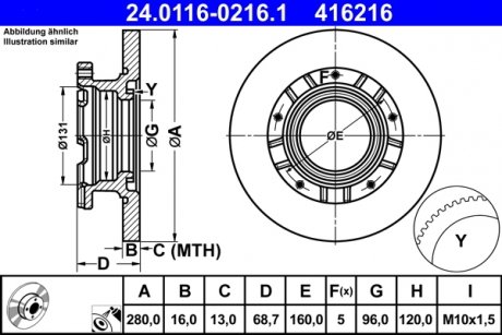 Тормозной диск ATE 24011602161 (фото 1)
