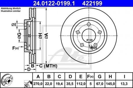 Тормозной диск ATE 24.0122-0199.1 (фото 1)
