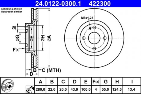 TARCZA HAM.PRZOD MAZDA MX-5 IV 15- ATE 24.0122-0300.1