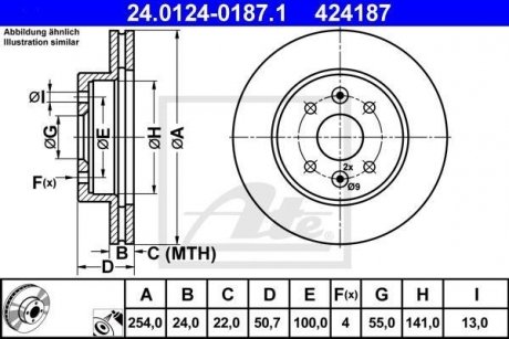 Тормозной диск ATE 24.0124-0187.1 (фото 1)