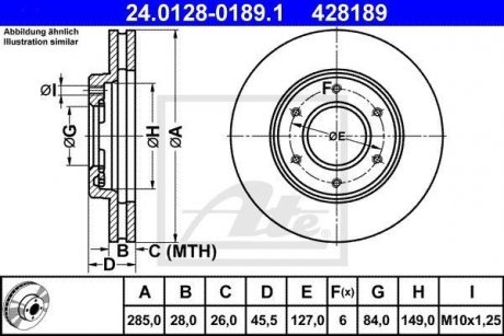 Тормозной диск ATE 24.0128-0189.1 (фото 1)