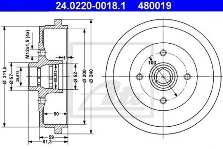 Гальмівний барабан ATE 24.0220-0018.1