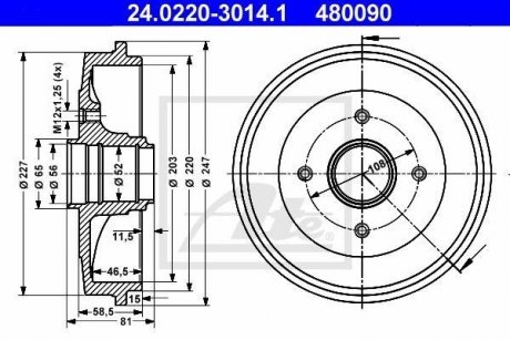 Тормозной барабан ATE 24022030141