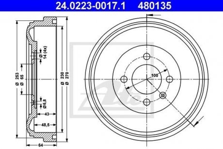 Тормозной барабан ATE 24022300171