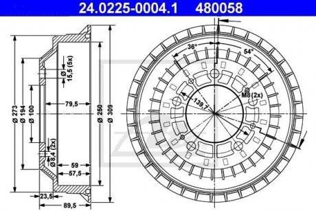 Гальмівний барабан ATE 24022500041