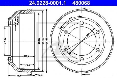 Гальмівний барабан ATE 24022800011