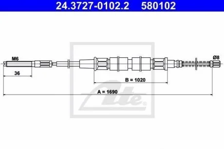 Трос ручного гальма ATE 24.3727-0102.2
