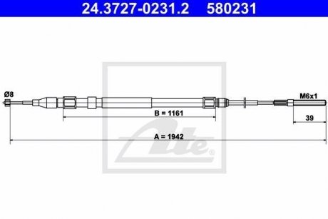 Трос, стояночная тормозная система ATE 24372702312 (фото 1)
