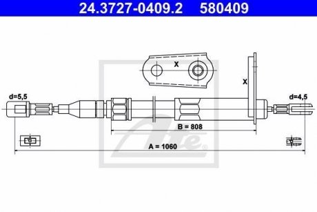 Трос, стояночная тормозная система ATE 24.3727-0409.2 (фото 1)