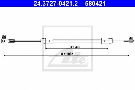 Трос, стояночная тормозная система ATE 24.3727-0421.2 (фото 1)