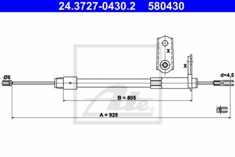 Трос, стояночная тормозная система ATE 24.3727-0430.2 (фото 1)